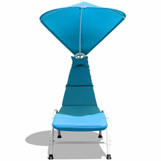 Chaise Lounger Chair with Canopy/Blue
