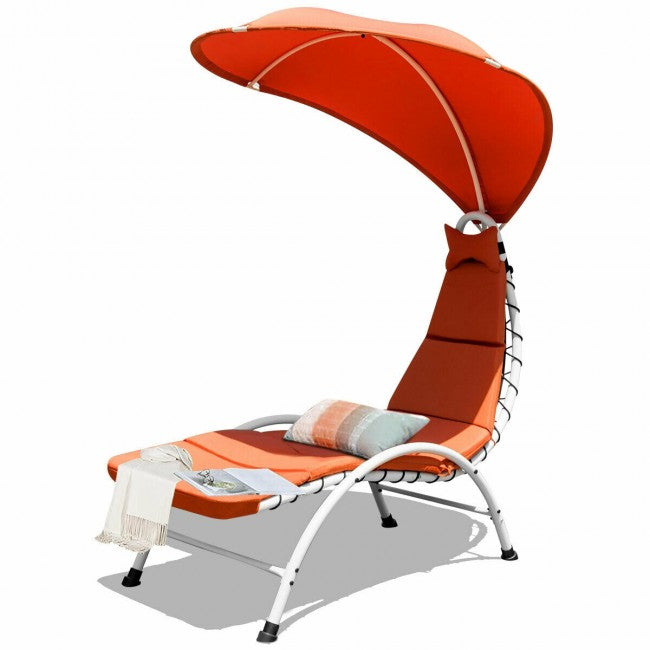 Chaise Lounger Chair with Canopy/Orange