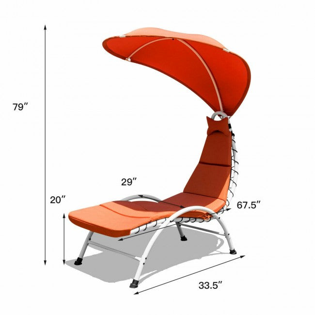Chaise Lounger Chair with Canopy/Orange