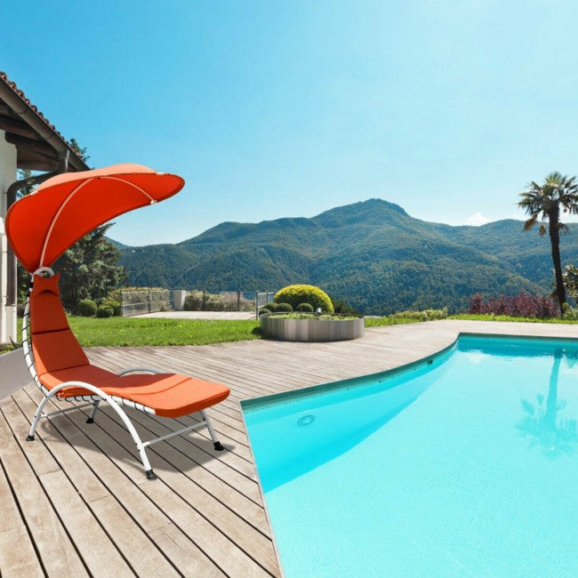 Chaise Lounger Chair with Canopy/Orange