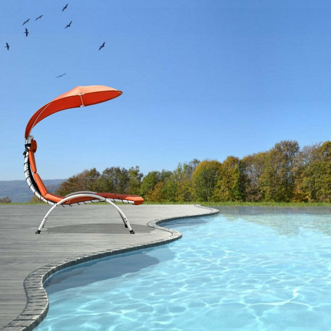 Chaise Lounger Chair with Canopy/Orange
