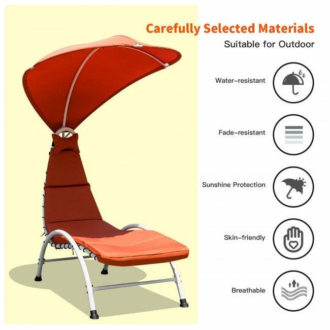 Chaise Lounger Chair with Canopy/Orange