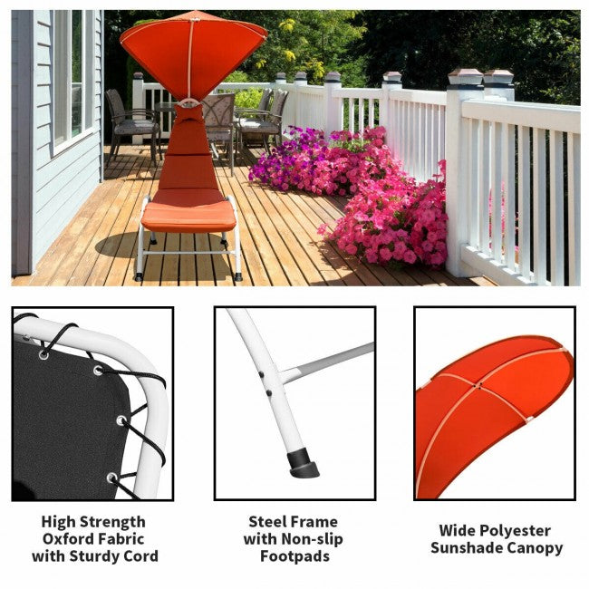 Chaise Lounger Chair with Canopy/Orange