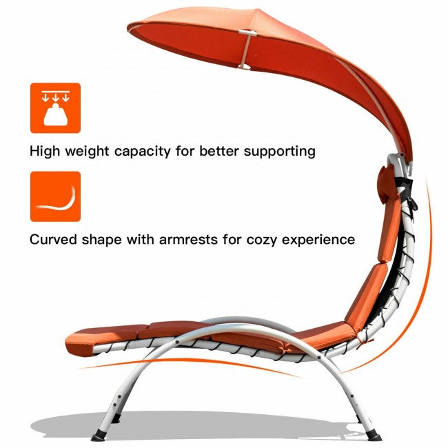 Chaise Lounger Chair with Canopy/Orange