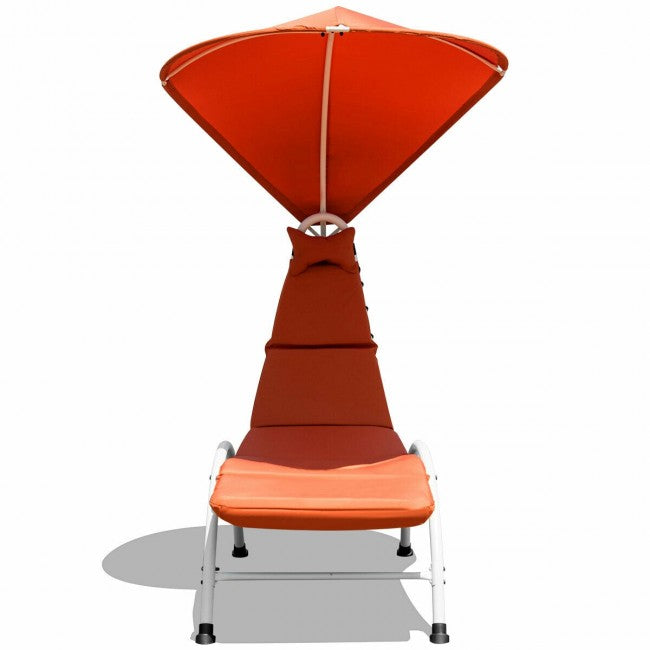 Chaise Lounger Chair with Canopy/Orange
