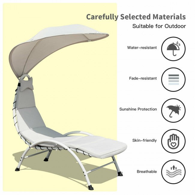 Chaise Lounger Chair with Canopy/Beige