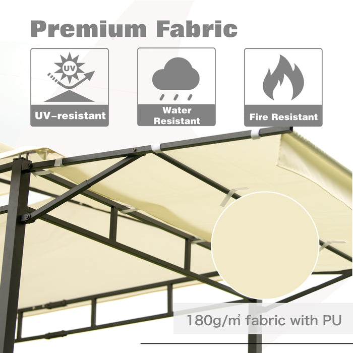 Iron Double Tiered Backyard Patio BBQ Grill Gazebo with Bar Counters, Beige