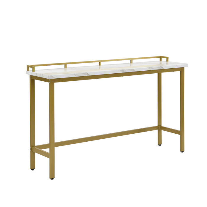 Modern 4 Piece Counter Height Extra Long Console Dining Table Set/ White/ Gold