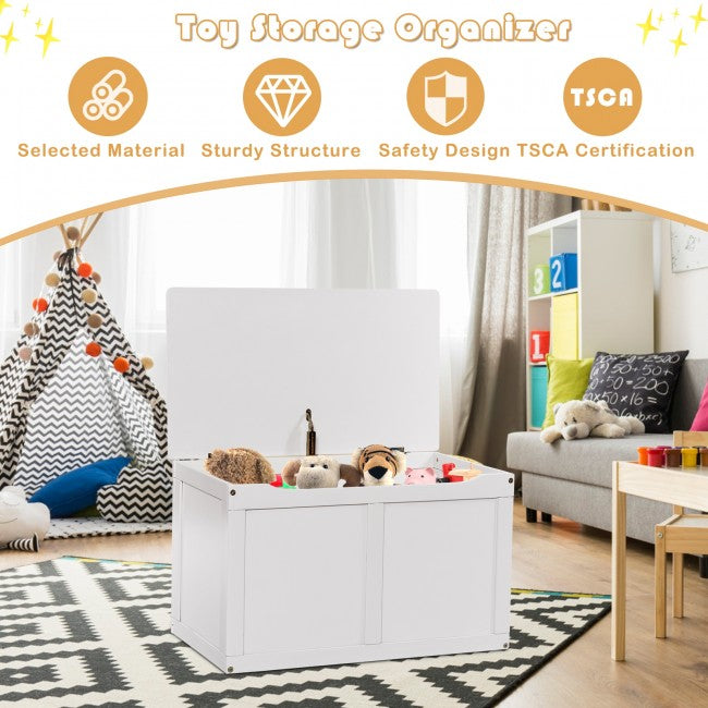 Wooden Chest Organizer Toy Storage Box/White