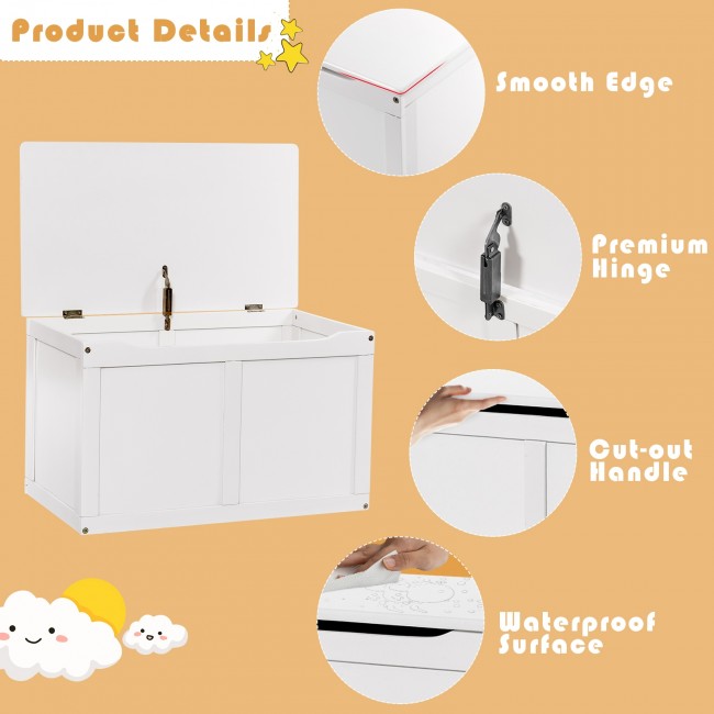 Wooden Chest Organizer Toy Storage Box/White