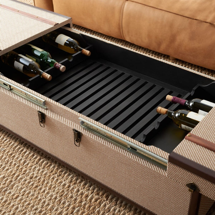 Zoe Coffee Table Storage Trunk With Wine Rack/Beige - Cool Stuff & Accessories