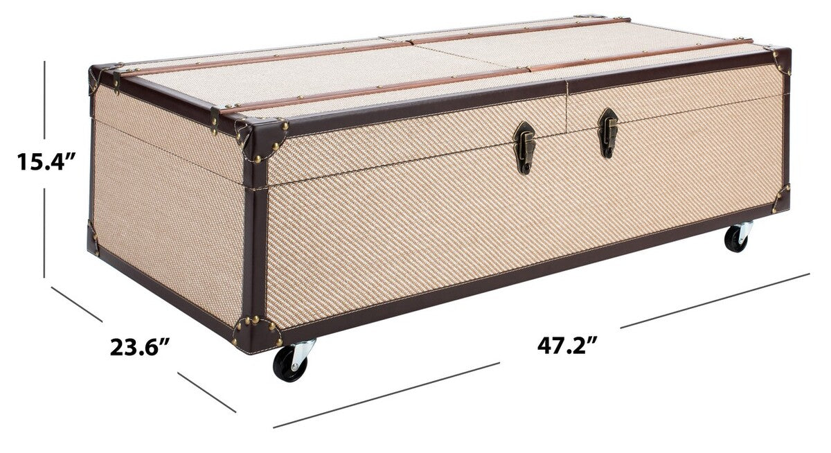 Zoe Coffee Table Storage Trunk With Wine Rack/Beige - Cool Stuff & Accessories