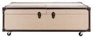 Zoe Coffee Table Storage Trunk With Wine Rack/Beige - Cool Stuff & Accessories