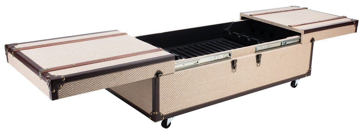Zoe Coffee Table Storage Trunk With Wine Rack/Beige - Cool Stuff & Accessories