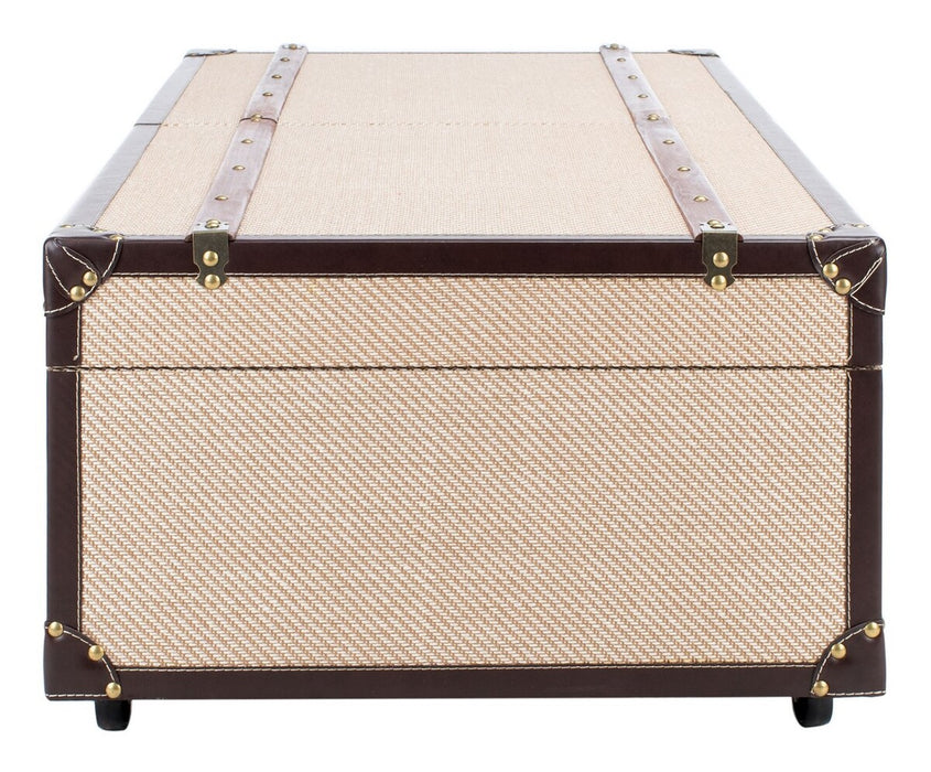 Zoe Coffee Table Storage Trunk With Wine Rack/Beige - Cool Stuff & Accessories