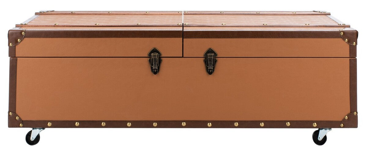 Zoe Coffee Table Storage Trunk With Wine Rack/Cognac - Cool Stuff & Accessories