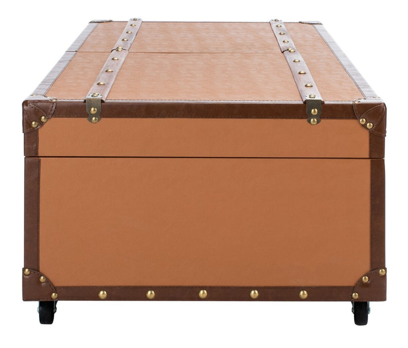 Zoe Coffee Table Storage Trunk With Wine Rack/Cognac - Cool Stuff & Accessories