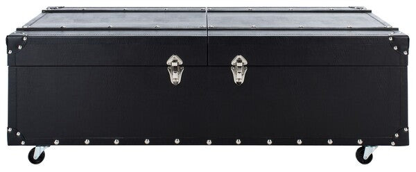 Zoe Coffee Table Storage Trunk With Wine Rack/Black - Cool Stuff & Accessories