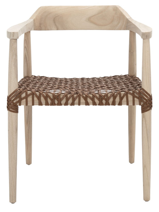 Munro Leather Woven Accent Chair/Light Honey