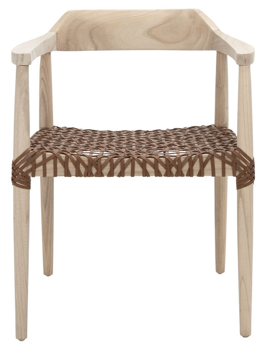 Munro Leather Woven Accent Chair/ Light Honey
