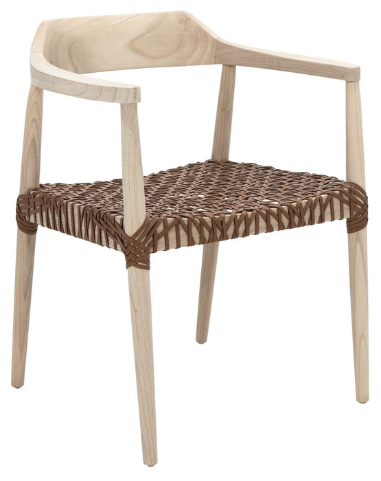 Munro Leather Woven Accent Chair/Light Honey