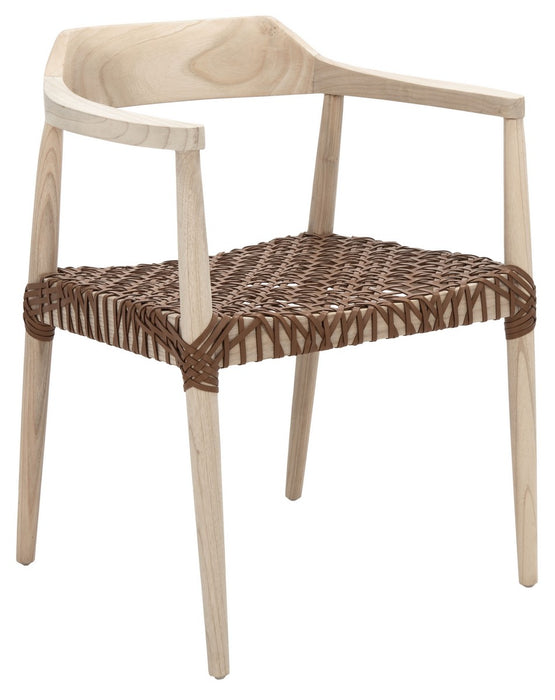 Munro Leather Woven Accent Chair/ Light Honey