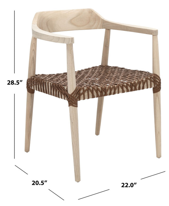 Munro Leather Woven Accent Chair/ Light Honey