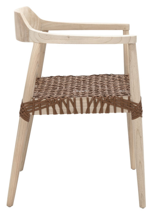 Munro Leather Woven Accent Chair/ Light Honey