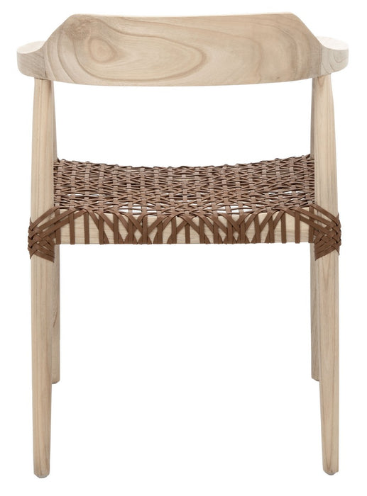 Munro Leather Woven Accent Chair/Light Honey