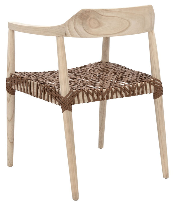 Munro Leather Woven Accent Chair/ Light Honey
