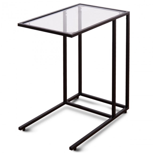 End Table Coffee Side Table with Glass Top