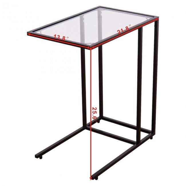 End Table Coffee Side Table with Glass Top