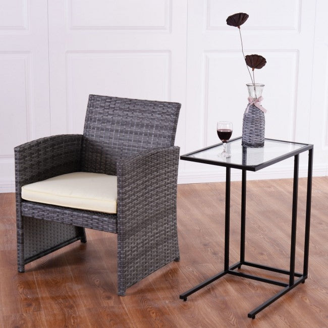 End Table Coffee Side Table with Glass Top
