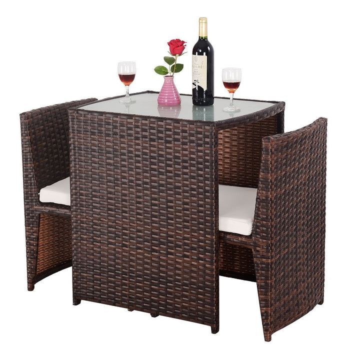 3 Pcs Cushioned Outdoor Wicker Patio Set - Cool Stuff & Accessories