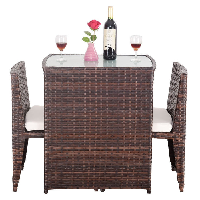 3 Pcs Cushioned Outdoor Wicker Patio Set - Cool Stuff & Accessories