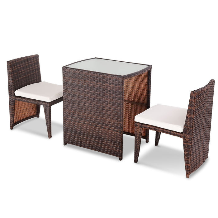 3 Pcs Cushioned Outdoor Wicker Patio Set - Cool Stuff & Accessories