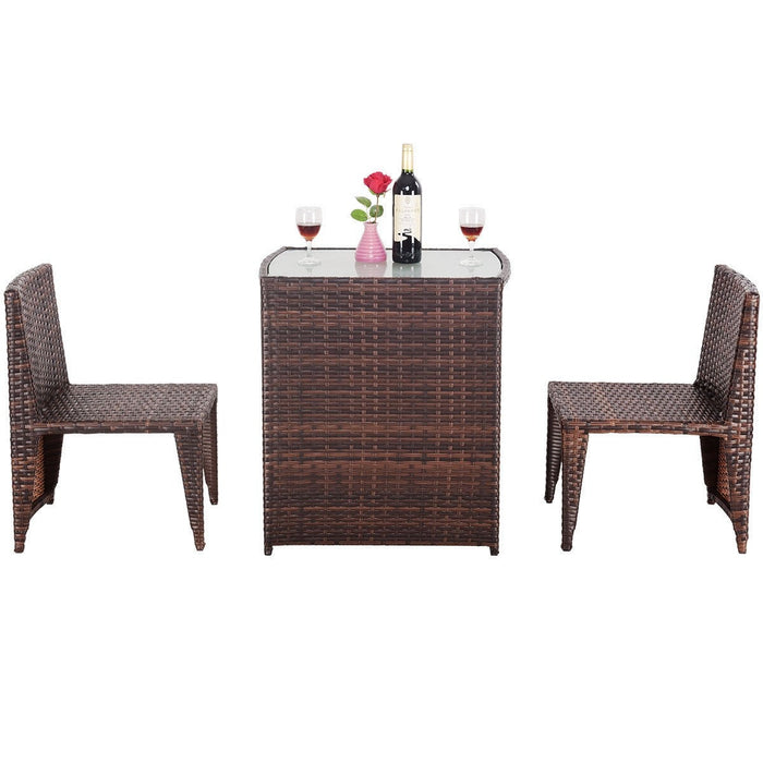 3 Pcs Cushioned Outdoor Wicker Patio Set - Cool Stuff & Accessories