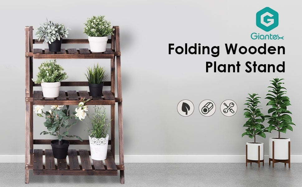 3 Tier Outdoor Wood Design Folding Display Flower Stand - Cool Stuff & Accessories
