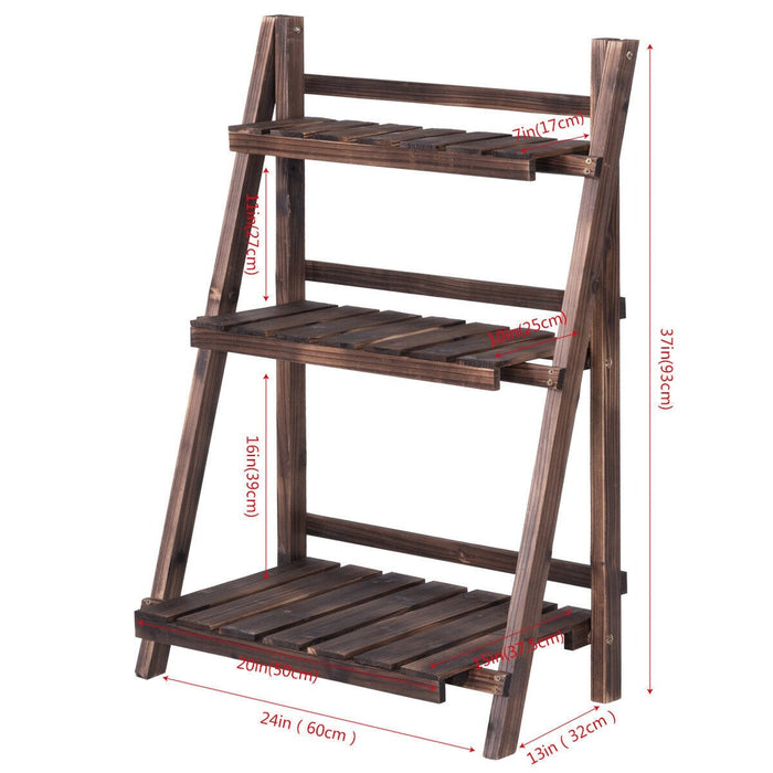 3 Tier Outdoor Wood Design Folding Display Flower Stand - Cool Stuff & Accessories