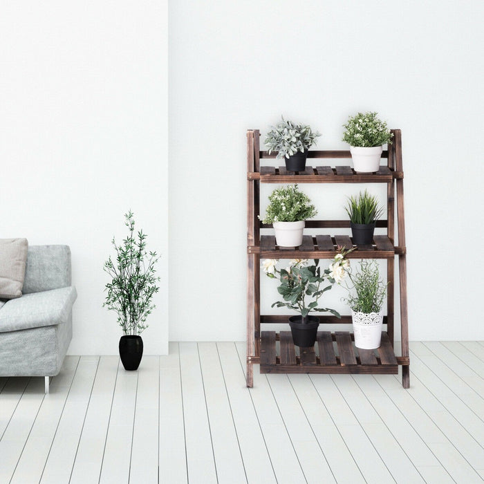 3 Tier Outdoor Wood Design Folding Display Flower Stand - Cool Stuff & Accessories
