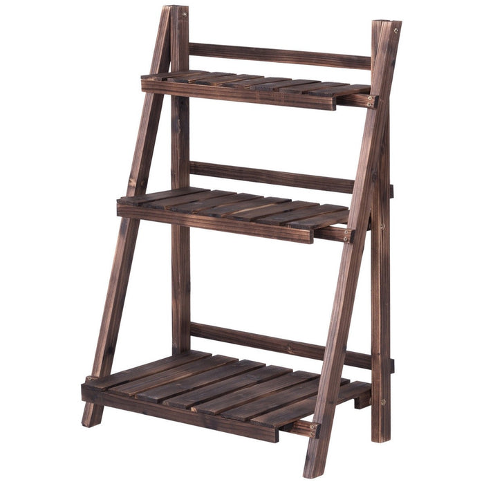3 Tier Outdoor Wood Design Folding Display Flower Stand - Cool Stuff & Accessories