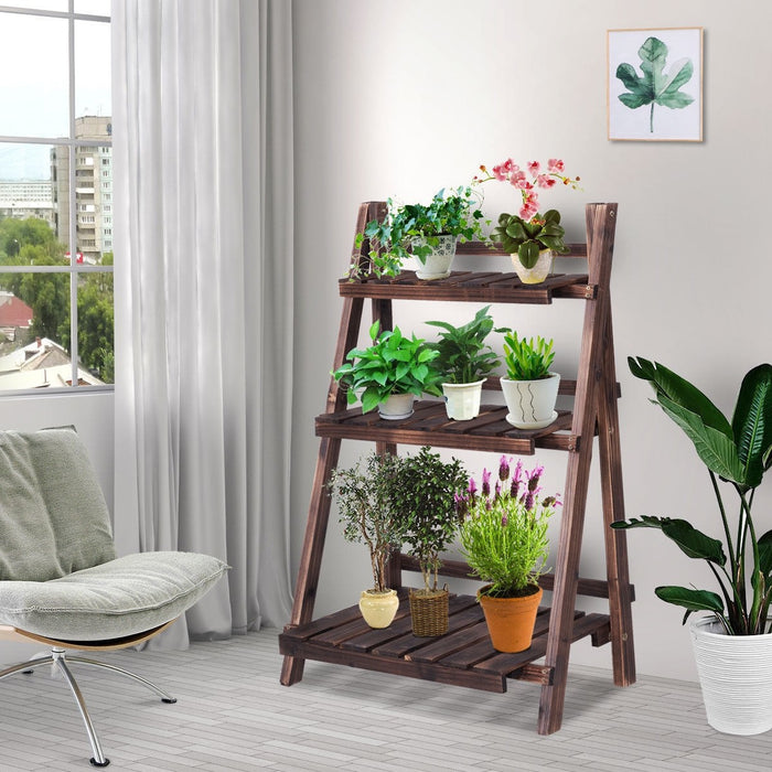 3 Tier Outdoor Wood Design Folding Display Flower Stand - Cool Stuff & Accessories