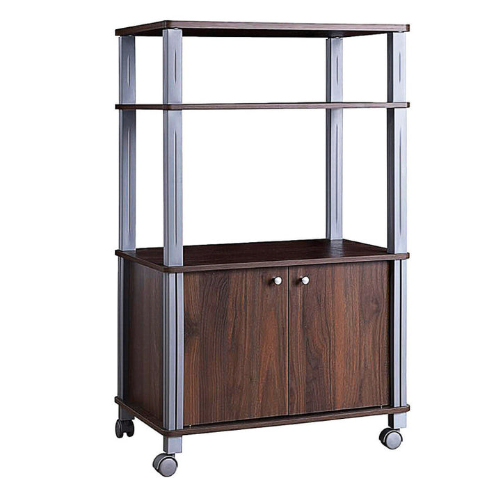 Multifunctional Rolling Kitchen With 2 Tier Shelf and Cabinet