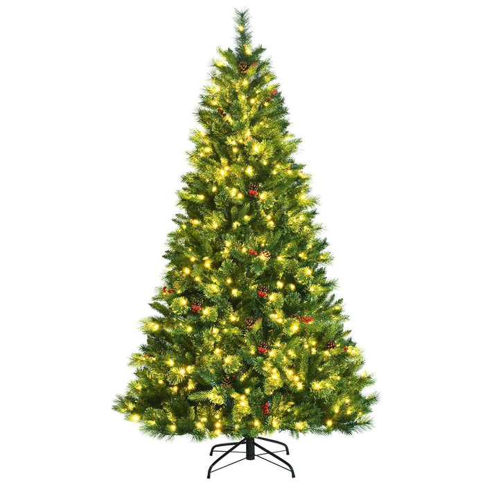 7 Feet Pre Lit Christmas Spruce Tree with 1198 Tips and 500 Lights