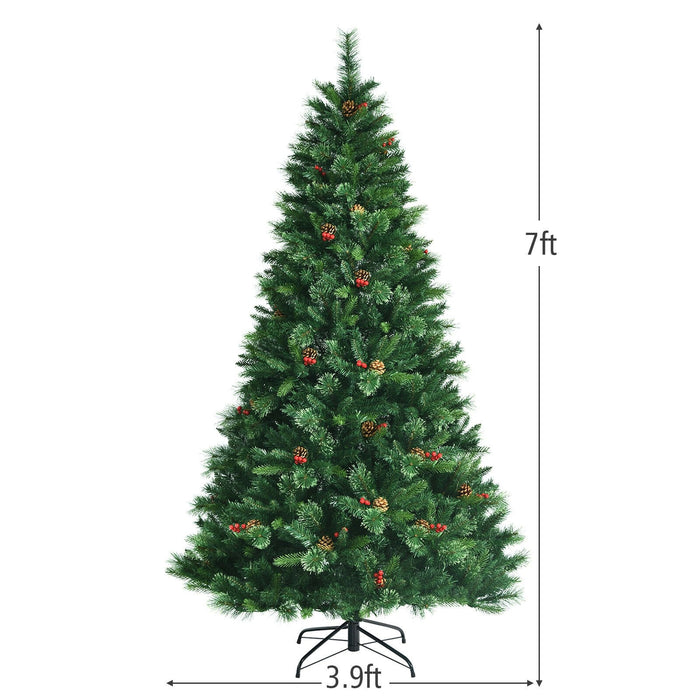 7 Feet Pre Lit Christmas Spruce Tree with 1198 Tips and 500 Lights