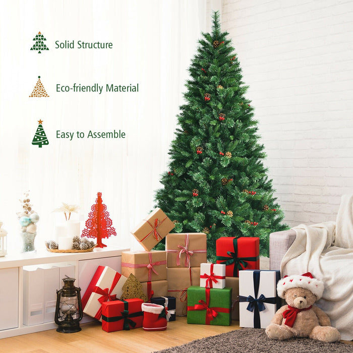 7 Feet Pre Lit Christmas Spruce Tree with 1198 Tips and 500 Lights