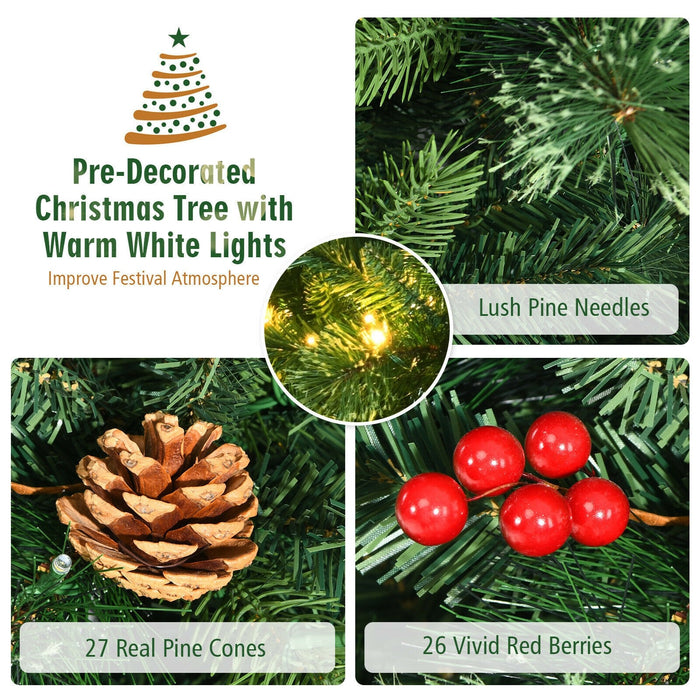 7 Feet Pre Lit Christmas Spruce Tree with 1198 Tips and 500 Lights