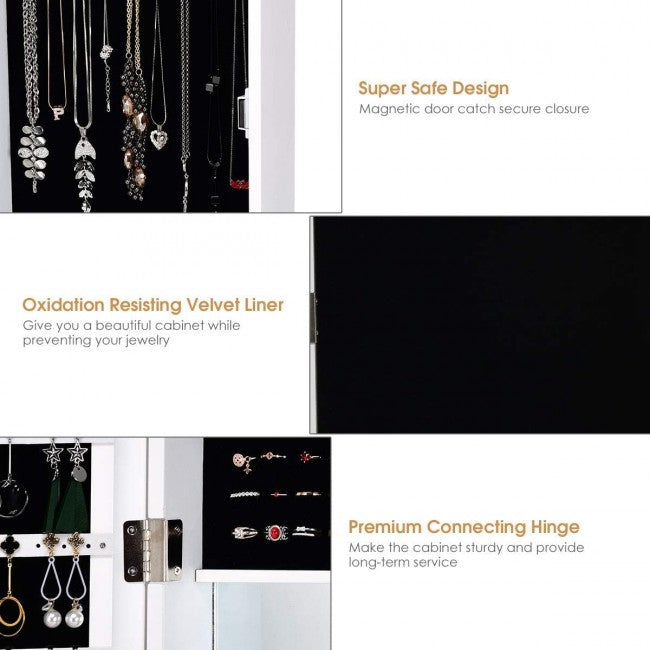 Wall Door Mounted Mirrored Jewelry Cabinet Storage/Coffee