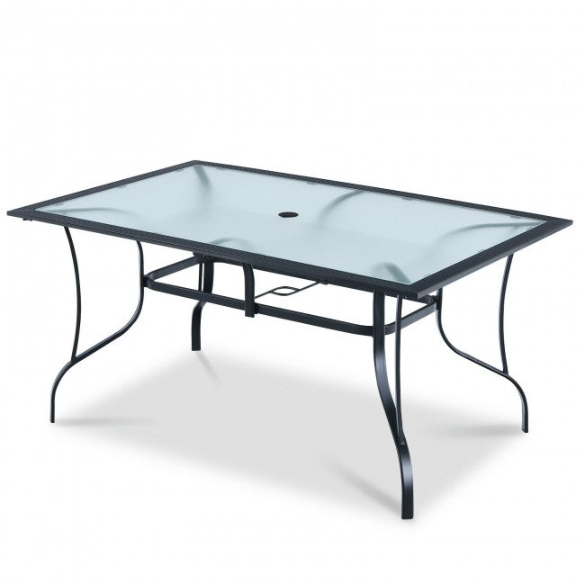 60 x 38 Inch Rectangular Patio Dining Table/ Black