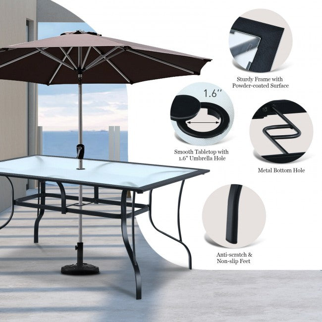 60 x 38 Inch Rectangular Patio Dining Table/ Black